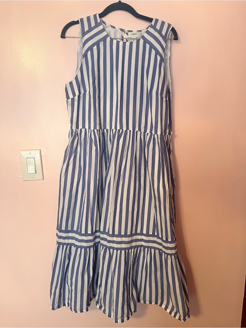 J. Crew Blue and White Striped Sleeveless Midi Dress - Picture 2 of 7